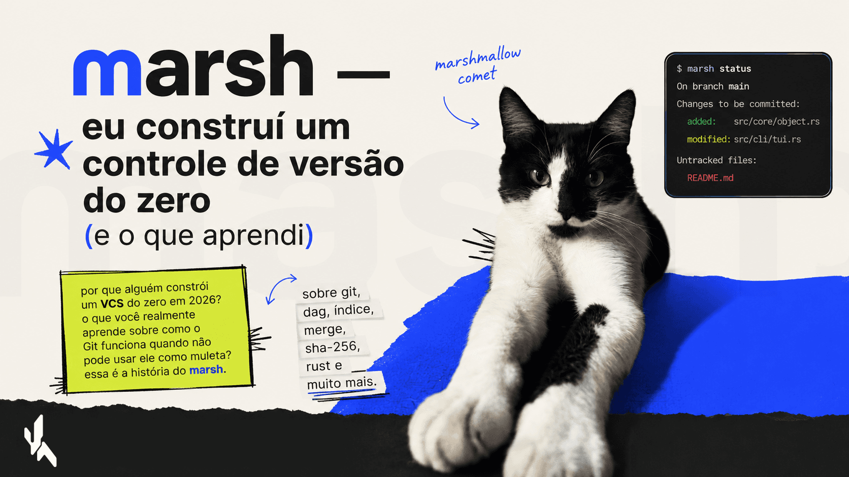 Capa do artigo: marsh: eu construí um controle de versão do zero (e o que aprendi)